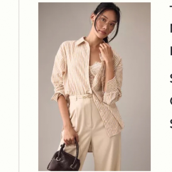 Stripe Buttondown Shirt Anthropologie L - Picture 1 of 2